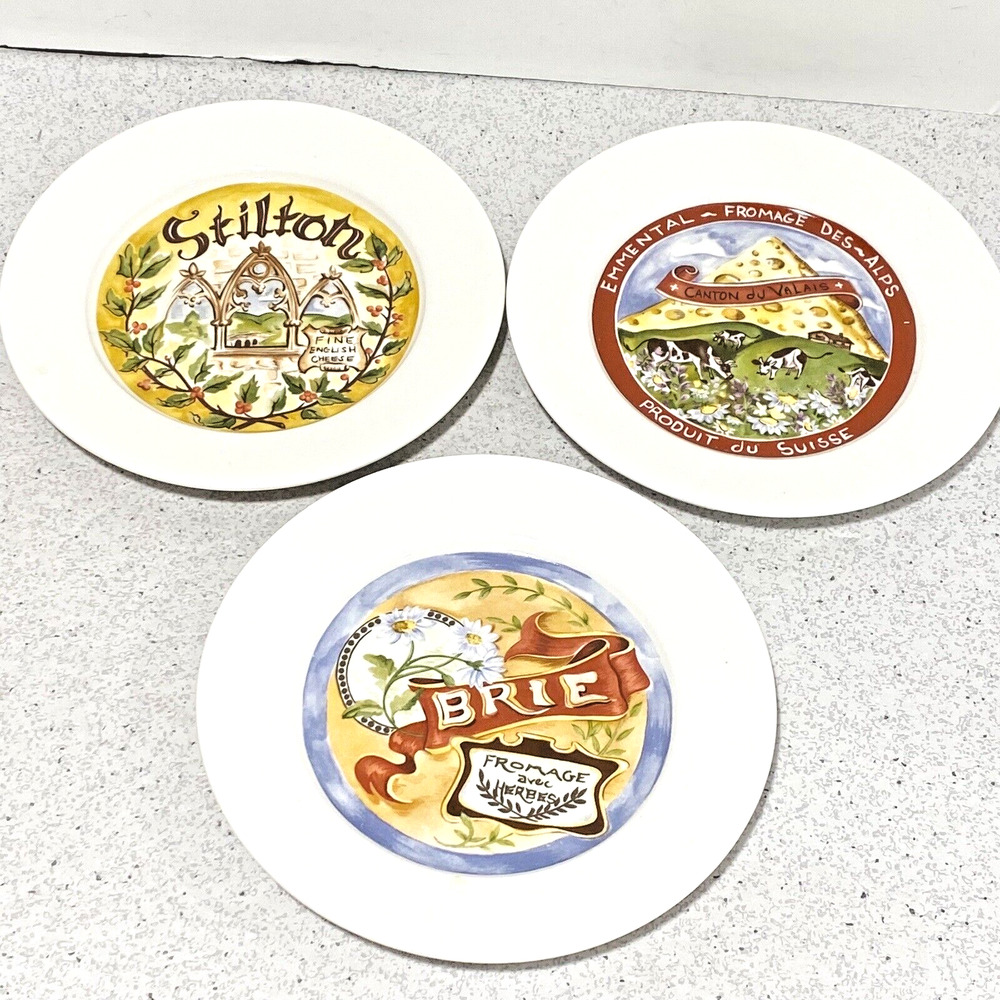 Restoration Hardware Canape Cheese Dessert Plates Variety Set of 3 Porcelain